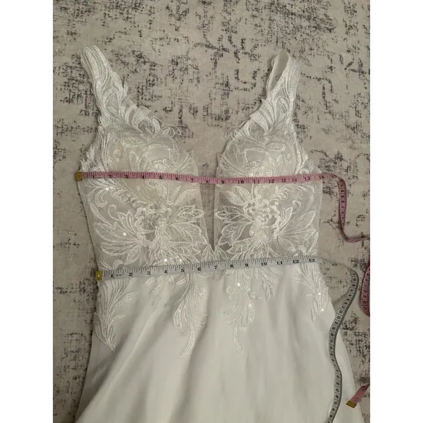 Lulus Forever Promised White Chiffon Embroidered Sequin Maxi Dress Size Medium - Image 7