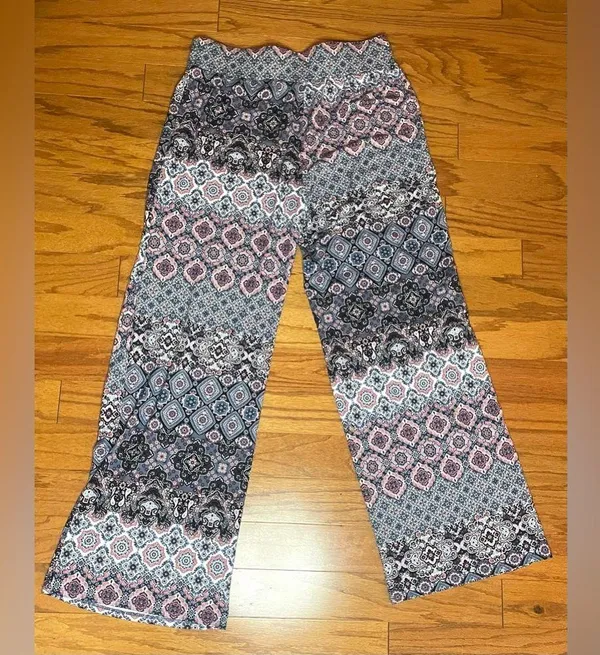 Joe B- White with Boho detailing stretchy trousers‎ leggings Size L - Image 3