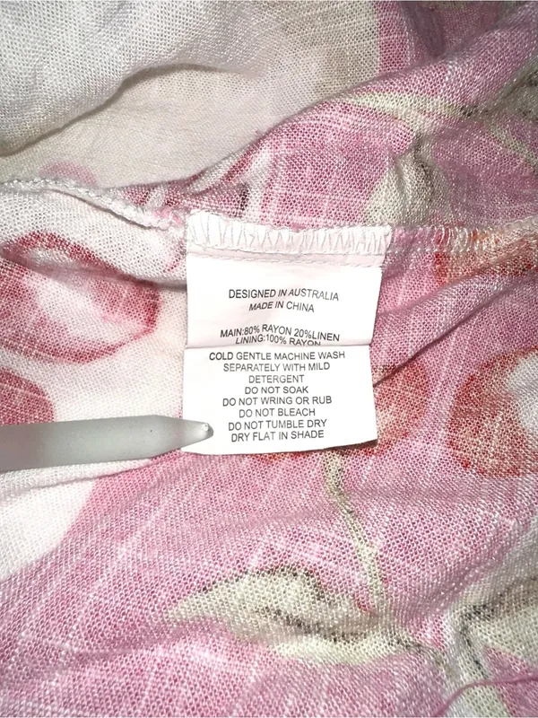 Label of Love Nalani Linen Blend White Tropical Print Maxi Dress XL - Image 6