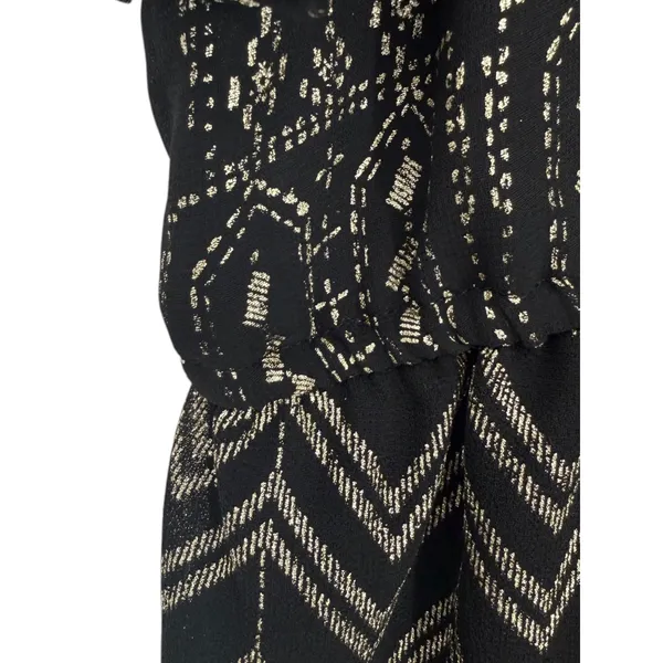 Free People Love Your Chaos Mini Tunic Dress Black Metallic Size Medium Boho - Image 10