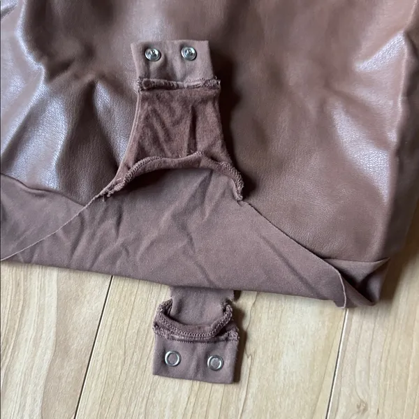 Skims Faux Leather Long Sleeve Bodysuit - Image 4