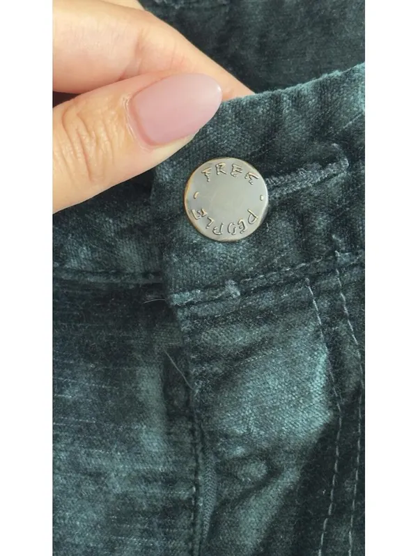 Free People Green Velvet Crop Bootcut Pants Size 28 Emerald Stretch - Image 4