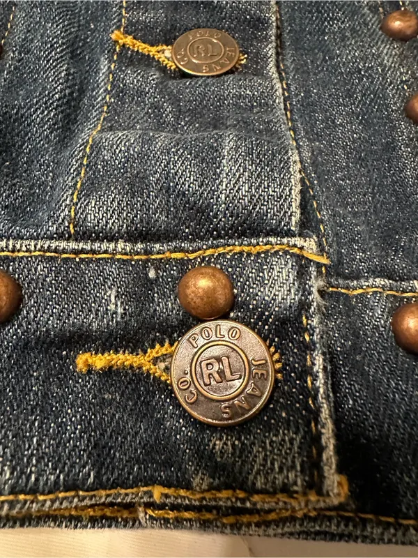 Polo Jeans Co. by Ralph Lauren Dark Blue Vintage Studded Denim Jacket - Size M - Image 8