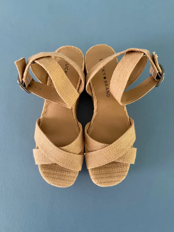 Lucky Brand‎ Bainda Natural Espadrille Wedge Ankle Strap Sandals - Image 7