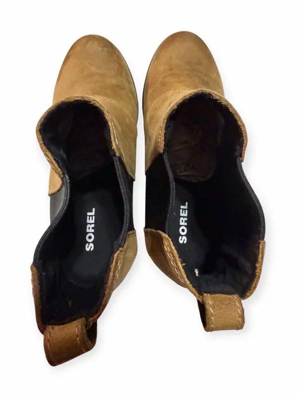 Sorel Joan of Arctic Wedge ll Chelsea Suede Boots Tan Brown Women’s Size 7.5 - Image 5
