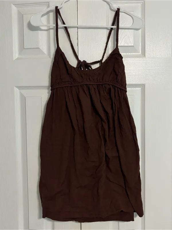 Free People Brown Babydoll Linen Blend Dress - Image 3