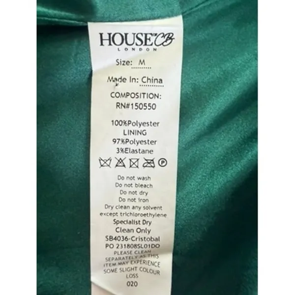 House of CB Cristobal Iridescent Sequin Mini Dress Green Blue Medium - Image 4