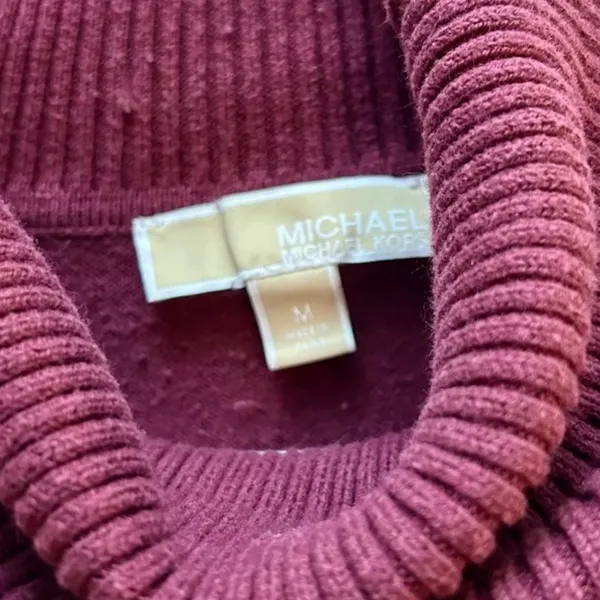 Michael Kors Merlot Cowl Neck Fringe Bottom Sweater - Image 4