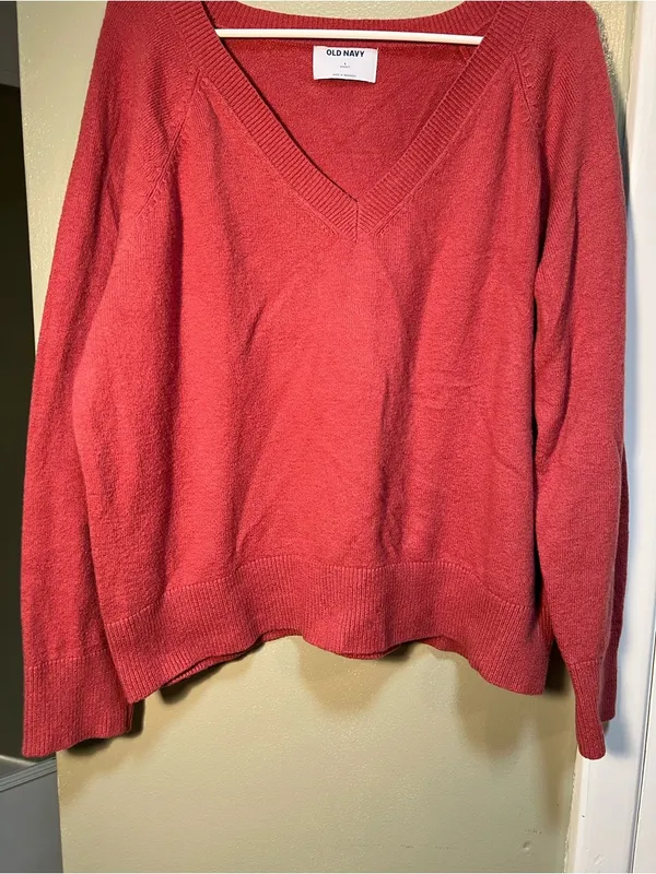 Old Navy Women's Size Large SoSoft Loose V-Neck Sweater Mauve Rose‎ Pink Stretch - Image 4