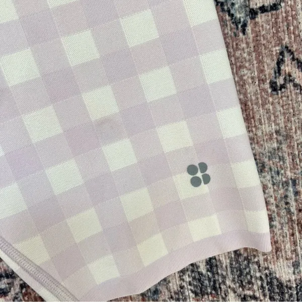 Sweaty Betty Gingham Lavender and White High-Waisted Biker Shorts Medium 8” - Image 8