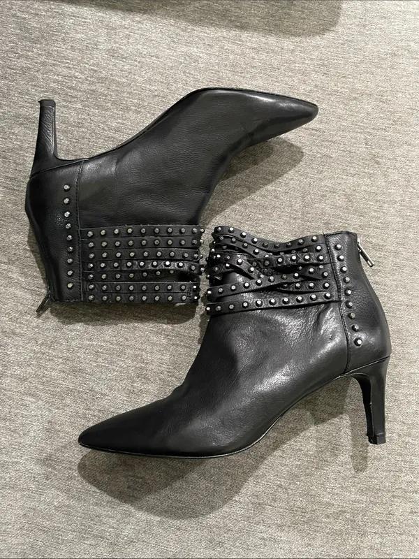 Ash Dangerous Studded Leather Ankle Booties Size 39 - Image 11