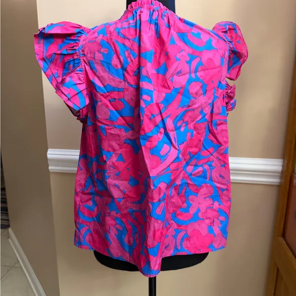 Sugarlips Yeraldi Berry Risette Ruffle Split Neck Top - Image 5