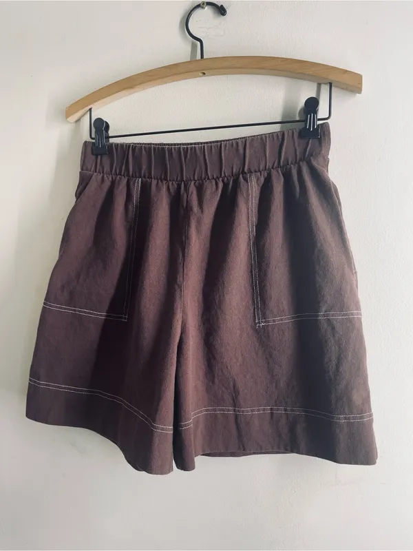 Free People FP Beach Strada Pull On Shorts Brown Cotton Contrast Stitch S - Image 7