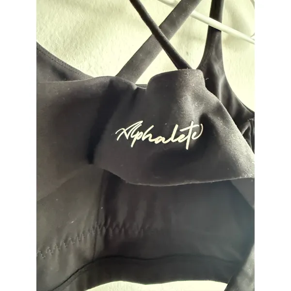 Alphalete Womens Black Square Neck Cross Back Sports Bra Size Small Activewear - Image 3