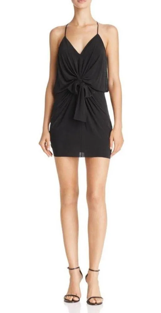 NEW MISA Los Angeles Domino Draped Mini Dress in Black XS - Image 5