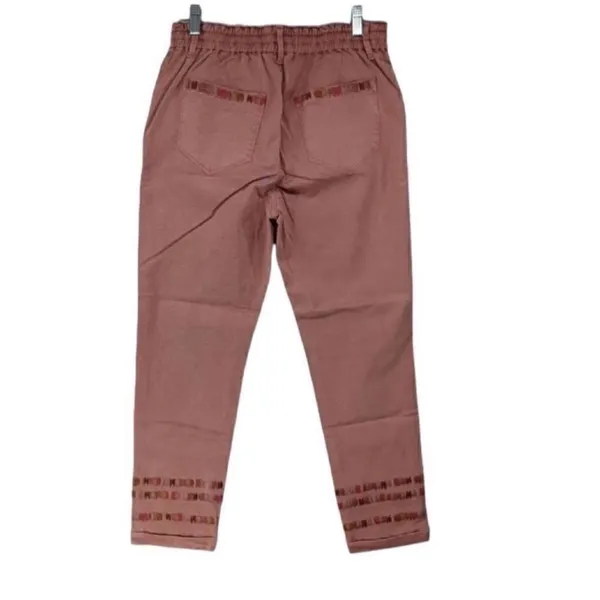 Driftwood Mauve Embroidered Stitch Cuffed Leg Pants(Size Small) - Image 2
