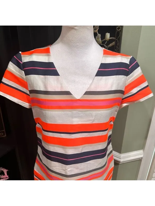 Vilagallo Striped Shift Dress Size 40 (Approx. US 8)Made in Portugal - Image 2