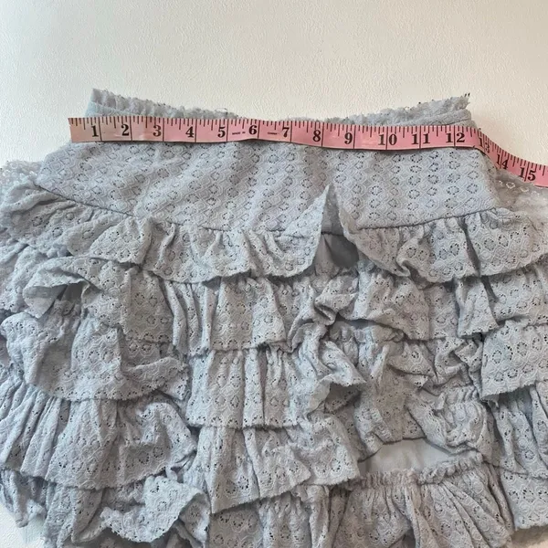American Eagle Lace Ruffle Mini Skirt Size S Gray Tiered Y2K Romantic - Image 6