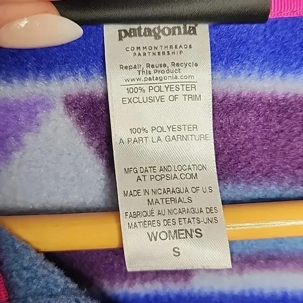 Patagonia Synchilla Guatemalan Tango Blue Purple Aztec Snap-T Pullover Small - Image 7