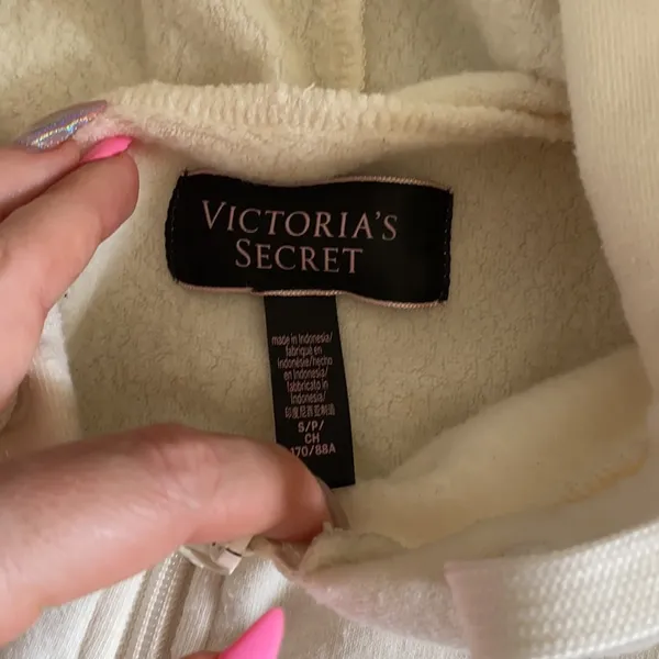 Victoria's Secret Cream Zip Up Hoodie - Image 4