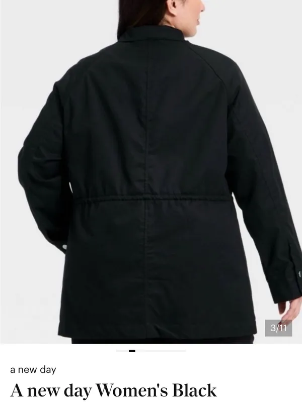 A new day Women's BlackDrawstring Waist Parka Jacket small NWT - Image 4