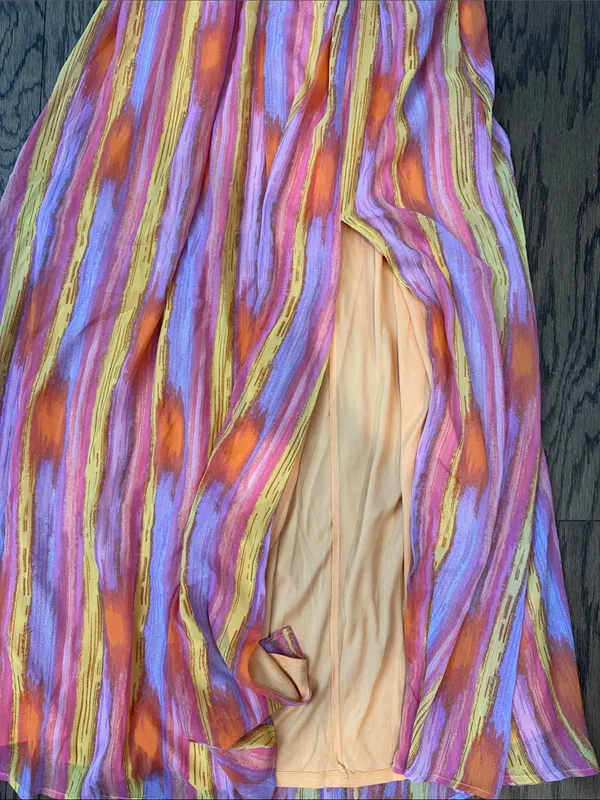 Pink, Orange & Yellow Striped Maxi Dress - Image 3