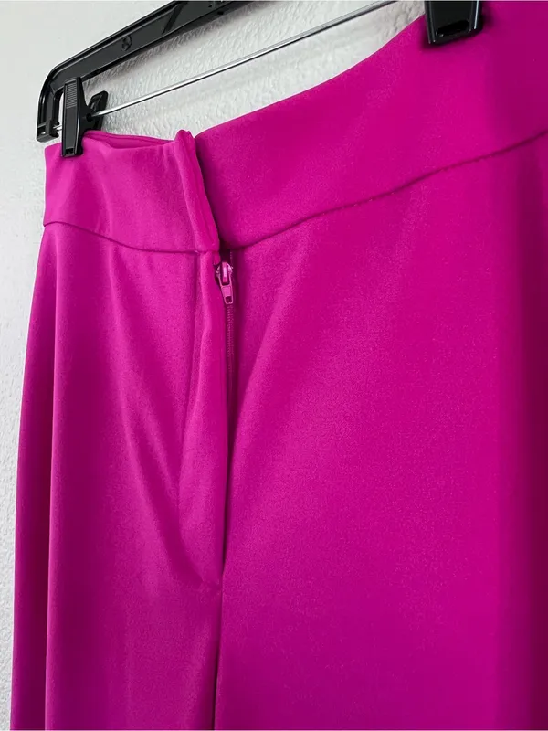 DKNY Women's‎ Wide Leg Fuchsia Pink Classic Crepe High Rise Trouser Pants - Image 3