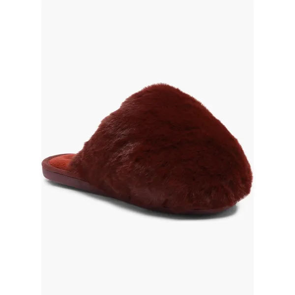 Free‎ People Snowball Slipper Women Size 7 Cabernet Faux Fur Slides Maroon - Image 5