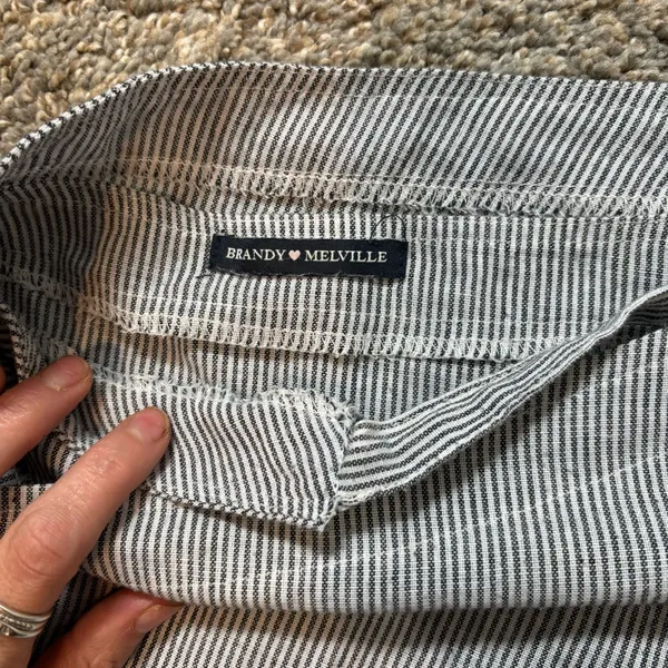 Brandy Melville Striped Wrap Skort Tie Waist Mini Skirt 100% Cotton Navy White - Image 2
