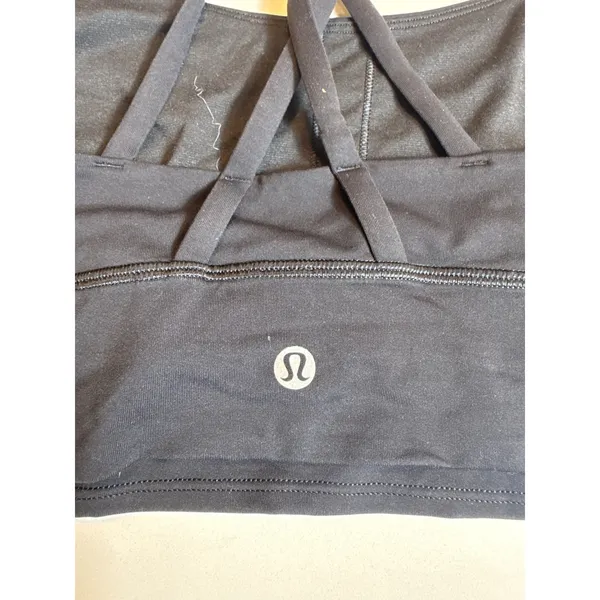 lululemon Energy Longline Bra Black Strappy Criss Cross Back Medium Support Sz 6 - Image 3
