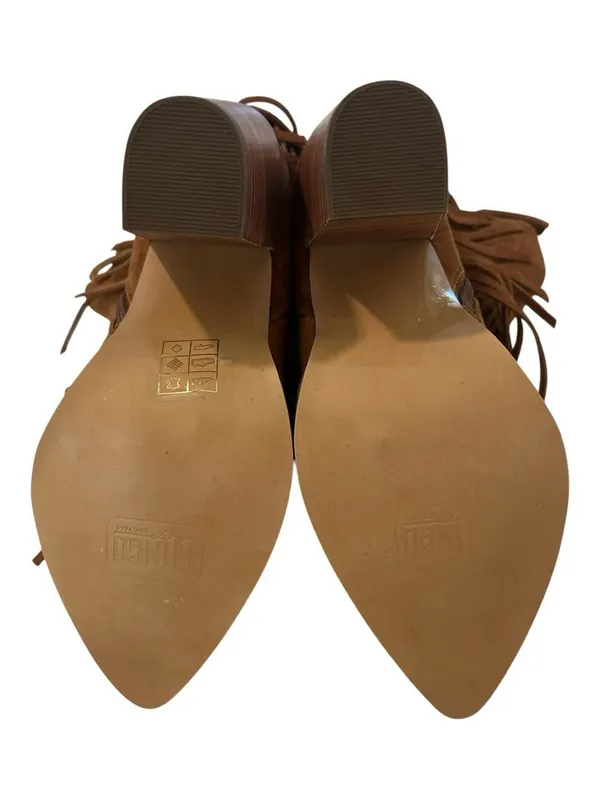 DINGO Crazy Train Fringe Embroidered Snip Toe Cowboy Booties Camel,Size 9.5 NWOT - Image 9