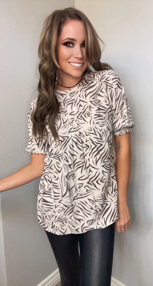 Jessica Simpson Women Short Sleeve Animal Print Blouse (Med) O216 - Image 12