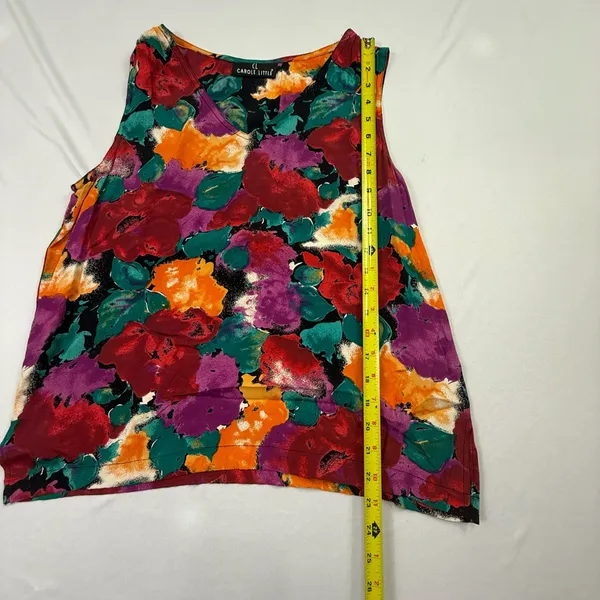 Carole Little Vintage Floral Sleeveless V-Neck Tank Top - Image 3