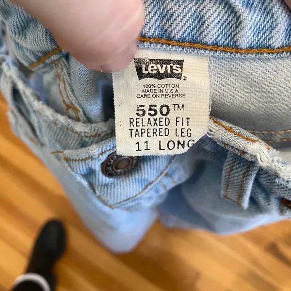 levis 505 vintage stonewash jeans Size 11 Long Juniors Taper Leg - Image 3