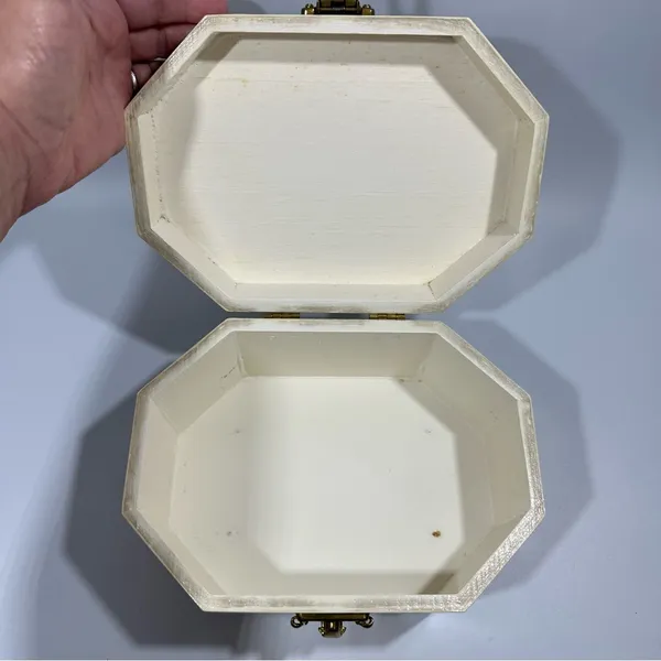Vintage Floral Wood Octagonal Box Purse Cottagecore Fairy Coquette Birds Animals - Image 11