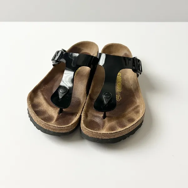 Birkenstock Gizeh Birko-Flor Patent Black Sandals Size 42 US 11 - Image 2