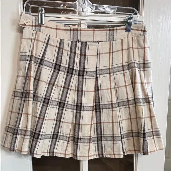 HESPERUS Schoolgirl Academia Plaid Pleated Cotton Flannel Mini Skirt Size Large - Image 3