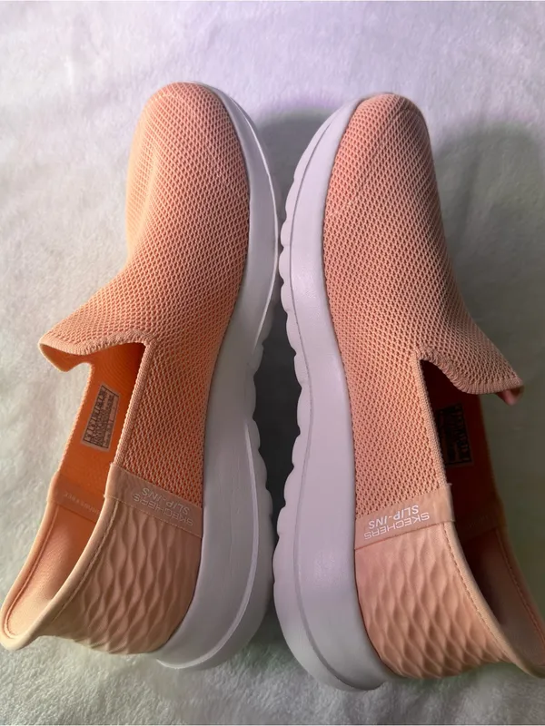 Skechers Pink Mesh Slip-On Walking Sneakers - Image 9