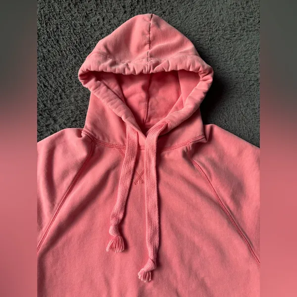 American Eagle oversized side slit pink/coral hoodie sweatshirt, size XS - Image 2