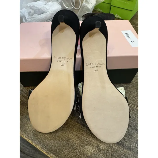 Kate Spade‎ New York Seville dress sandals in black Suede Size 9 Rhinestones - Image 7