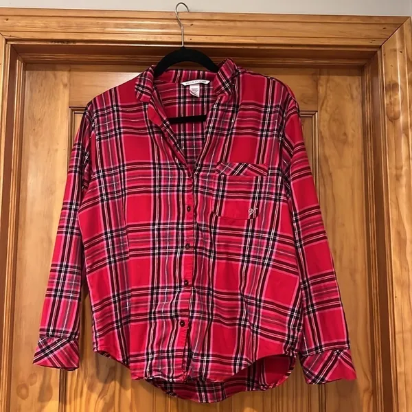 Victoria's Secret Plaid Button Down Pajama Shirt - Image 2