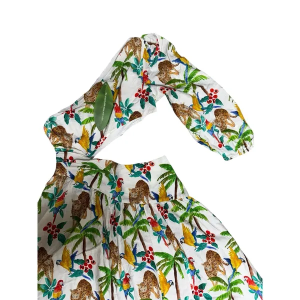Farm Rio Tropical‎ Paradise One Shoulder Cut Out Midi Dress Women's Size Large - Image 3