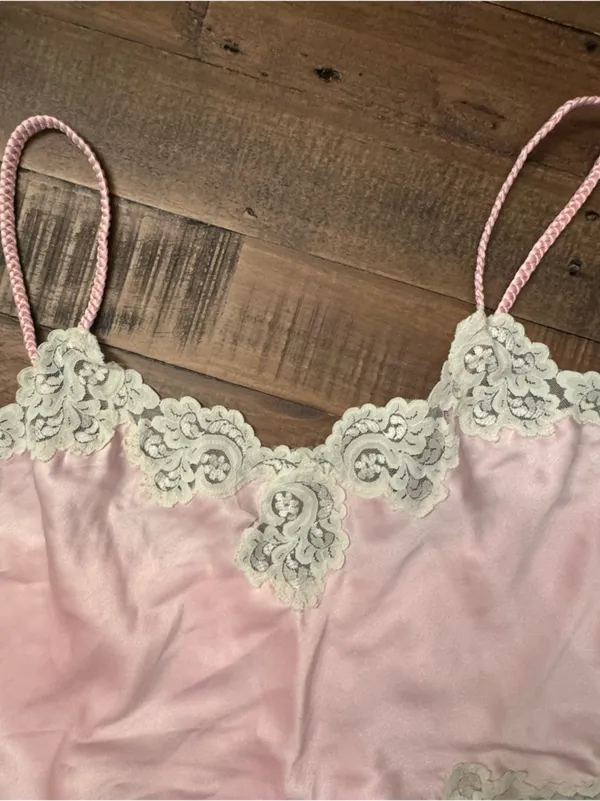 Vintage VS Lace Satin Chemise Slip - Image 4
