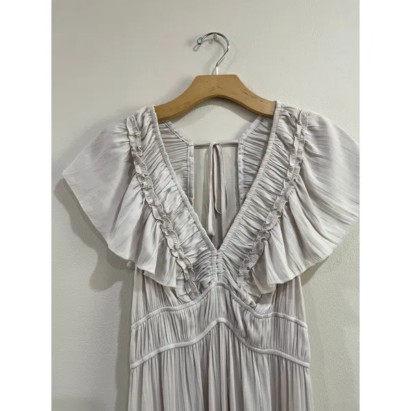 Anthropologie‎ Ruffled Tiered Midi Dress Beige Cottagecore Romantic Boho S - Image 4