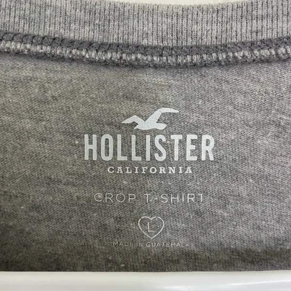 EUC | Hollister women’s gray decorated sleeve cropped‎ tshirt — large - Image 4