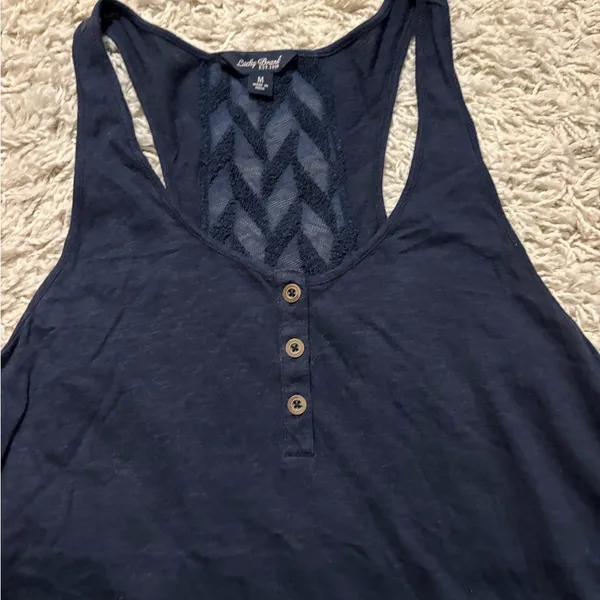 Lucky Brand Navy Racerback Sleeveless Top Size M - Image 3