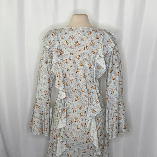 SPELL & THE GYPSY Fleur Frill Bias Maxi Dress Teapot Blue Floral‎ Bohemian Large - Image 11