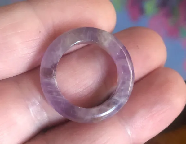 Amethyst Handcrafted genuine stone band ring 6 - Image 5