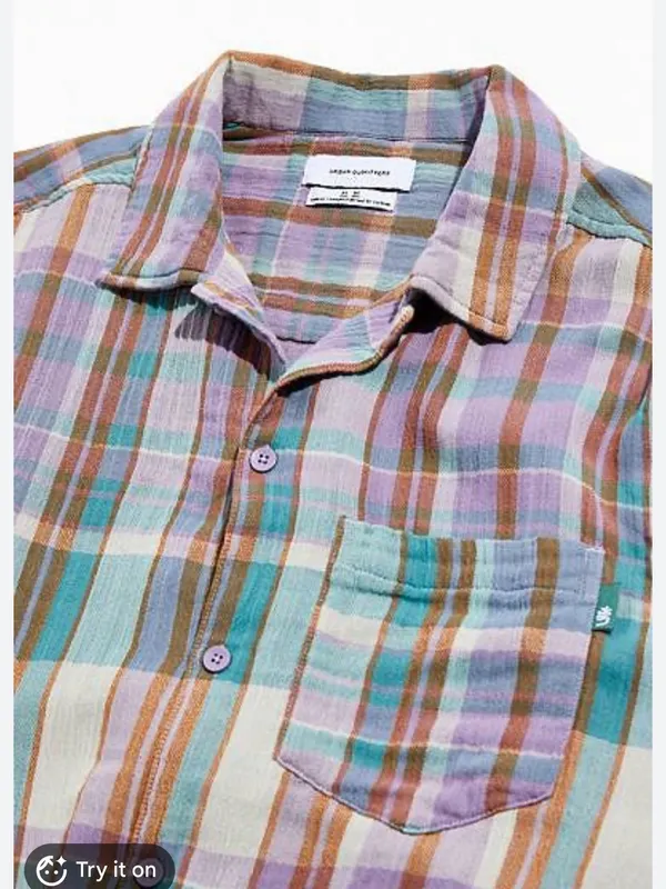 Urban Outfitters Multicolor Pastel Plaid Button-Down Shirt - Image 2