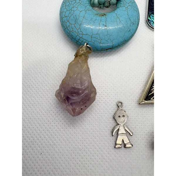Mixed Pendant‎ Charm Lot Faux Turquoise Crystal Heart Locket Evil Eye Abalone - Image 6